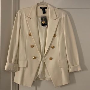 Attitude Unknown Double Breasted Cream Blazer